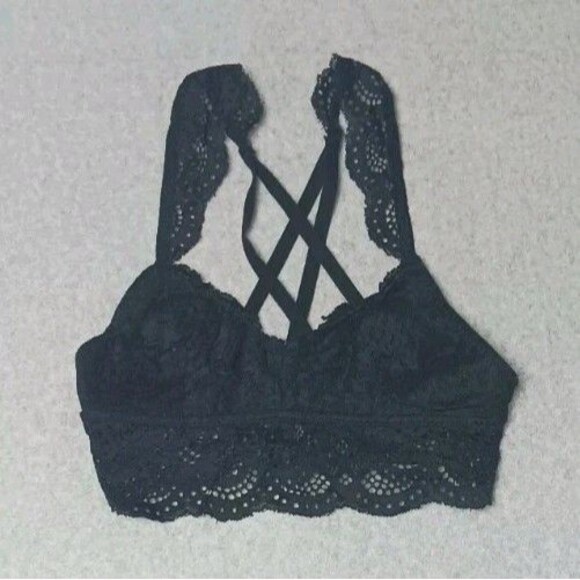 Rue21 Other - Rue 21 True Lace Racerback Cropped Bralette XS Black Coquette Festival Boho Goth
